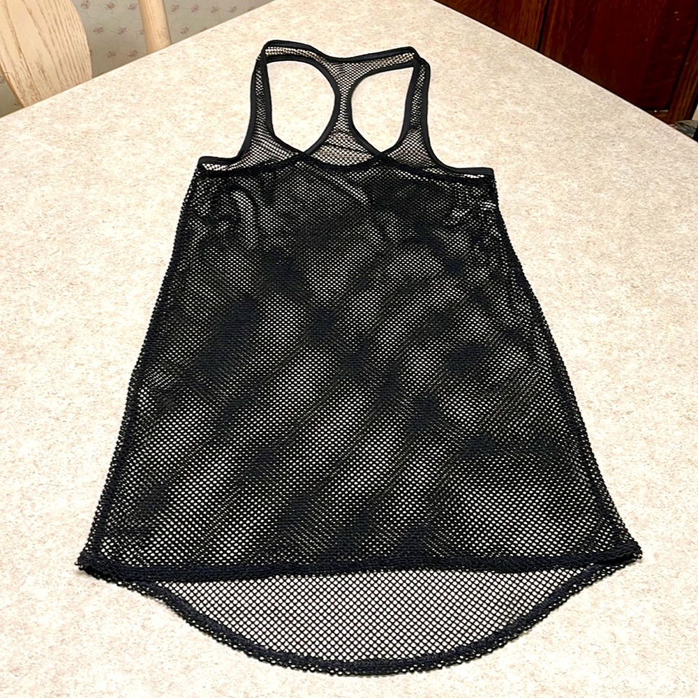 BIKINI LAB BLACK MESH RACERBACK CURVED HIGH LOW BOTTOM COVER UP